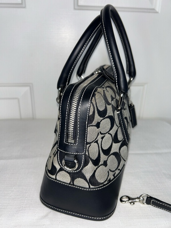 Coach Vintage Black Satchel with Leather Trim and Chrome Hardware - Picture 5 of 16